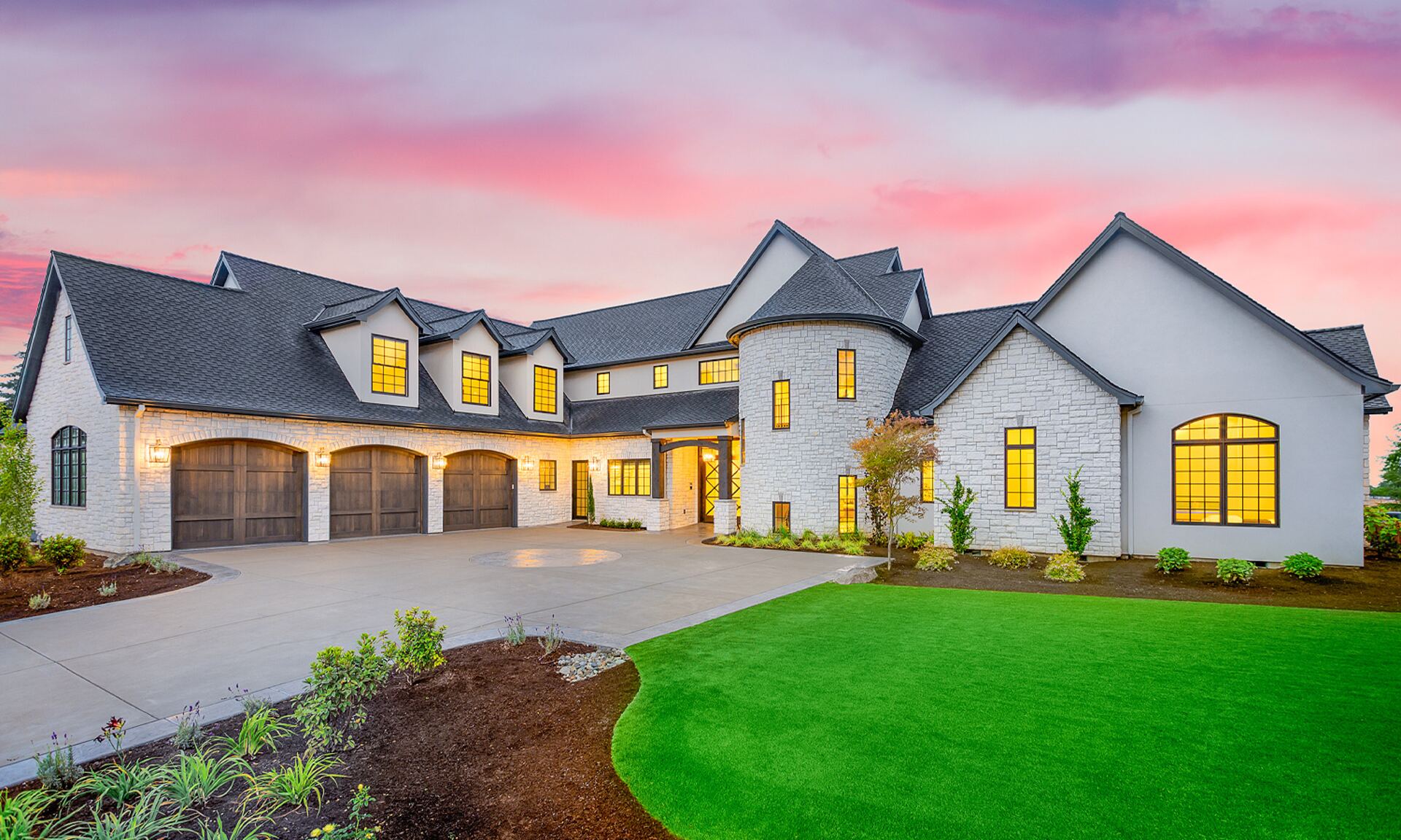 Luxury desert estate at twilight